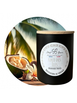 Bougie artisanale parfumée à la Coco des îles, made in Provence