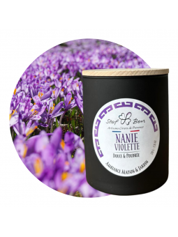 Bougie artisanale parfumée à la Nanie Violette, made in Provence
