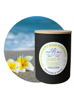 Bougie artisanale parfumée au Monoi du Pacifique, made in Provence