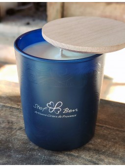 Bougie artisanale parfumée au Mistral Bleu, made in Provence